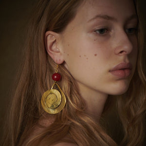 Turkana hammered earrings with red copal