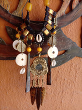 Load image into Gallery viewer, Necklace on leather string with amber
